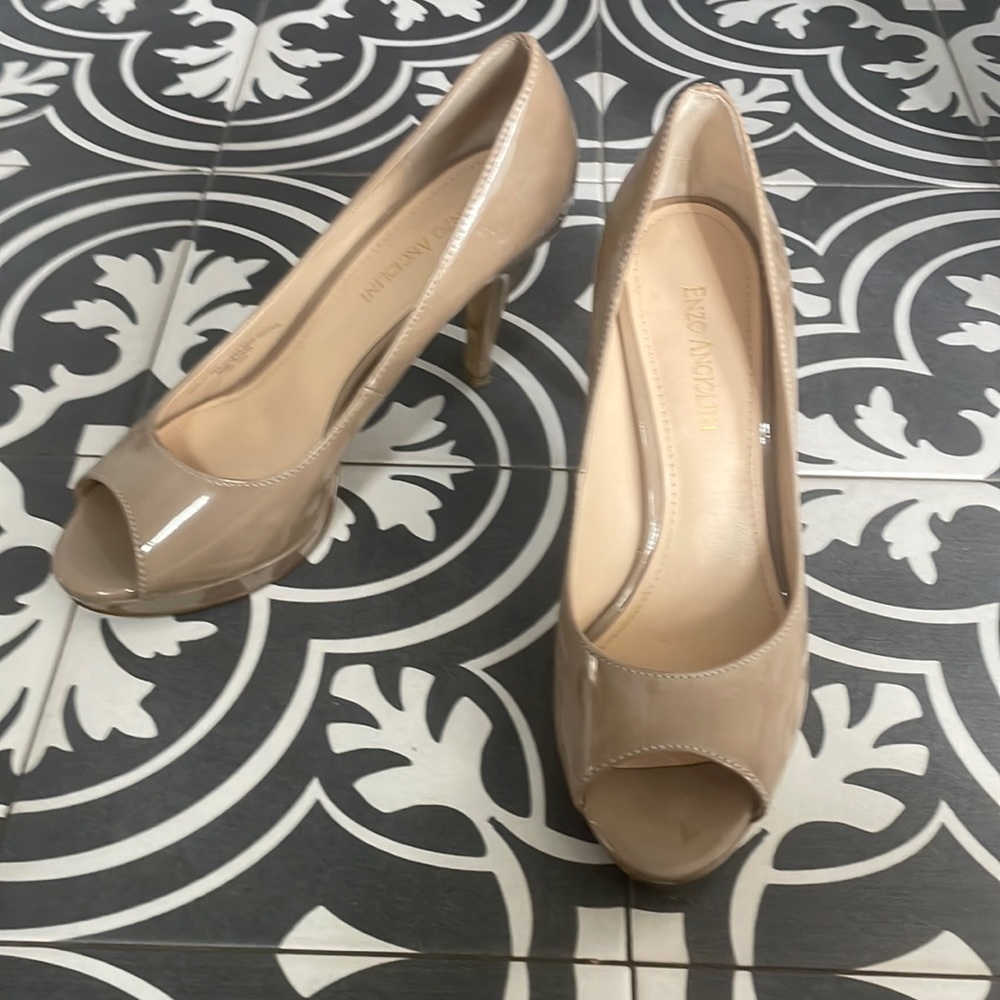 Nude open toed heels